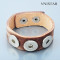 Bracelets, wide leather bangle, punk bangle for unisex, belt bangle, snap fastener button, VSB097, adjustable length, 2pcs/pack