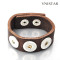 Bracelets, wide leather bangle, punk bangle for unisex, belt bangle, snap fastener button, VSB097, adjustable length, 2pcs/pack