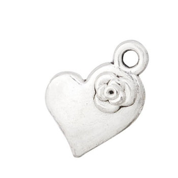 Charms, heart shaped charm, rose raised, floating charm, accessories, AC034, size in 11*15mm, 100PCS/PACK