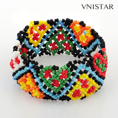 Bracelets, beaded stretch bracelet, seed bracelet, friend bracelet, VSB112, elastic, 25mm wide, 3pac/pack