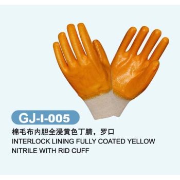Yellow safety Abrasion, Puncture, melting resistant Nitrile Coated Work Glove