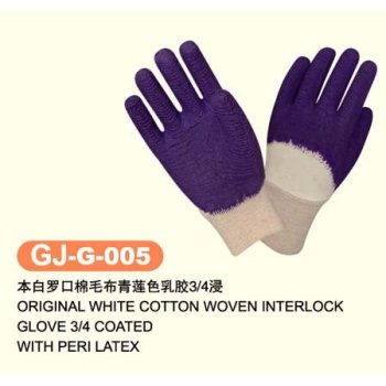 Purple, yellow and customized Safety Acrylic yarn Latex Coated Work Glove
