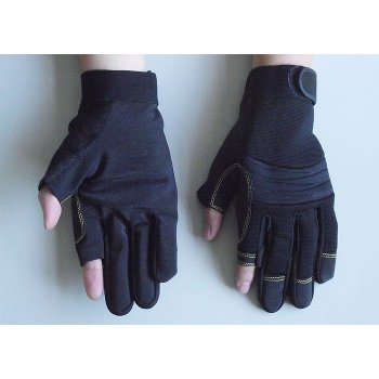Black, Red and blue Fingerless Synthetic Leather Palm Household, Mechanic Work Gloves