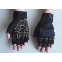 Neoprene Cuff Stretch fabric back mens or ladies Fingerless Mechanic Work Gloves