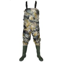 Nylon Chest PVC coating camo Breathable Fishing Wader with anti - slip PVC boots