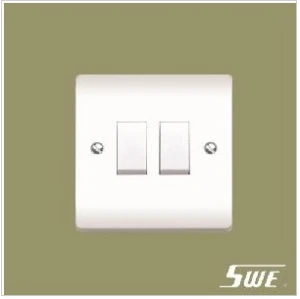 2 Gang Plate Switch 10AX 250V (V Range)