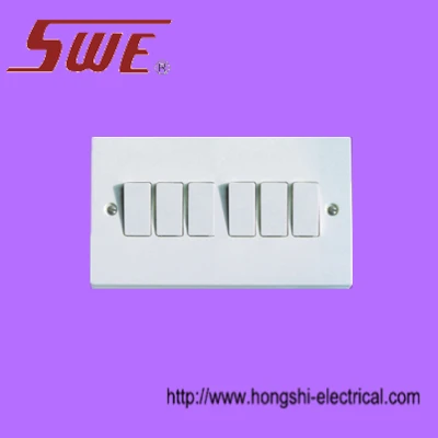6 Gang Plate Switch 10AX 250V