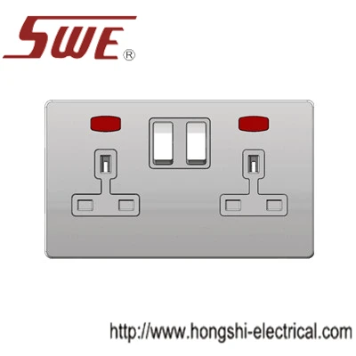 2 gang socket 13A with neon