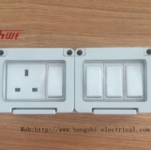 1 Gang WP Switched Socket and 3 gang switch