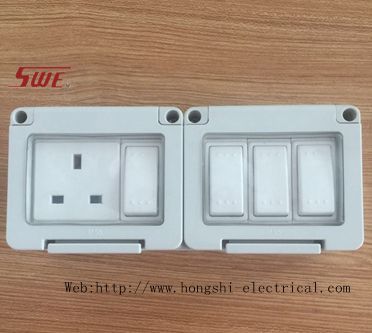 1 Gang WP Switched Socket and 3 gang switch