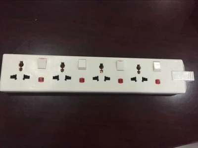 4 gang multi function traling sockets+neon white