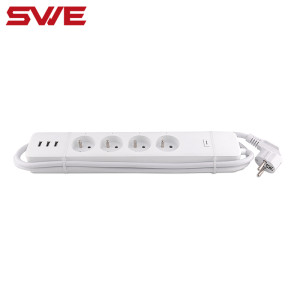 French Standard Wireless WIFI Smart Voice Individual Control Power Strip Power Meter Extension Socket with USB