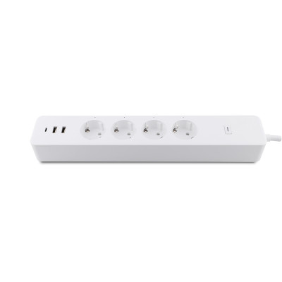 EU Standard 4 AC Outlets 2 USB-A Ports + 1 Type-C Fast Charging Smart Power Strip