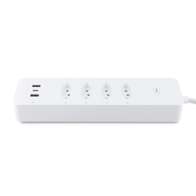 Brazilian Standard 10A Smart WiFi Power Strip 4 AC Outlet  2 USB-A 1 USB Type-C Extension Socket