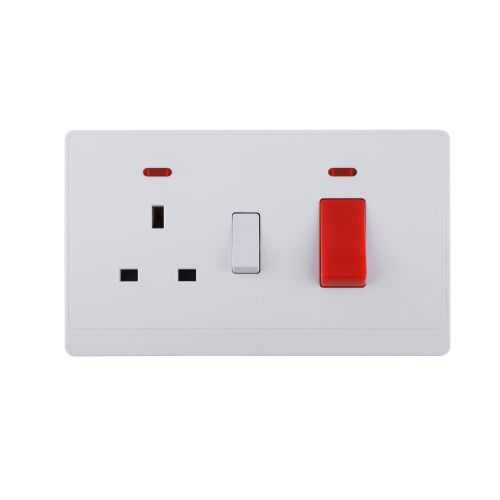 Cooker Plates Wall Switched Socket with LED 45A 250V~(PC Panel, 4 Colors)