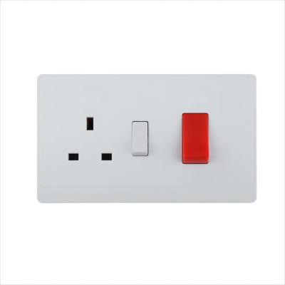Cooker Plates Wall Switched Socket 45A 250V~(PC Panel, 4 Colors)