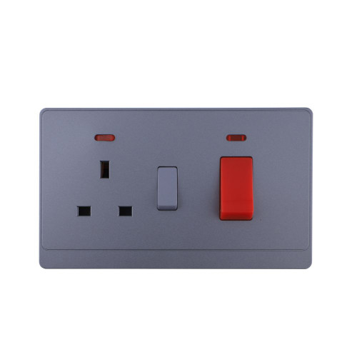 Cooker Plates Wall Switched Socket with LED 45A 250V~(PC Panel, 4 Colors)