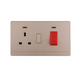 Cooker Plates Wall Switched Socket with LED 45A 250V~(PC Panel, 4 Colors)