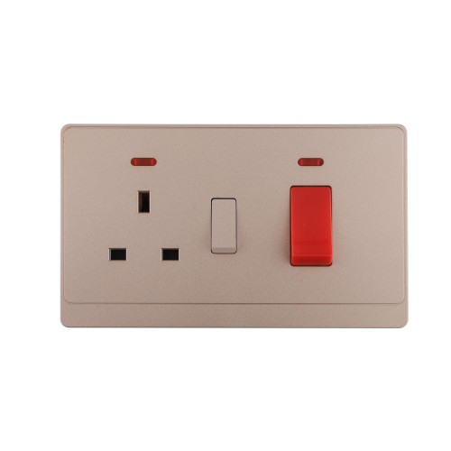 Cooker Plates Wall Switched Socket with LED 45A 250V~(PC Panel, 4 Colors)