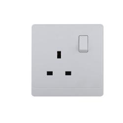 UK/British Standard 1 Gang Single Pole Switched Socket 13A 250V~(PC Panel, 4 Colors)