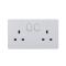 UK/British Standard 2 Gang Single Pole Switched Socket 13A 250V~(PC Panel, 4 Colors)
