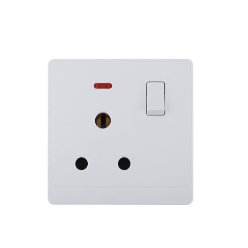 UK/British Standard 1 Gang BS546 Switched Socket with LED 15A 250V~(PC Panel, 4 Colors)