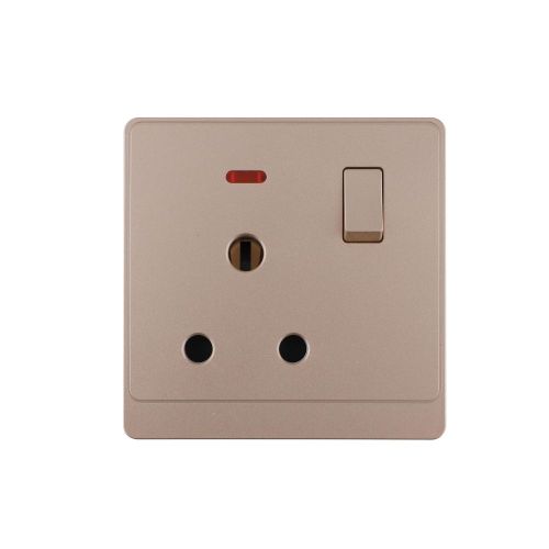 UK/British Standard 1 Gang BS546 Switched Socket with LED 15A 250V~(PC Panel, 4 Colors)