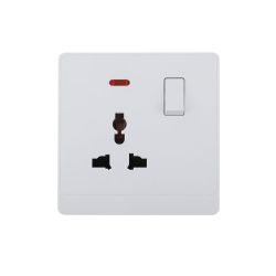 1 Gang Switched Universal Socket with LED 16A 250V~(PC Panel, 4 Colors)