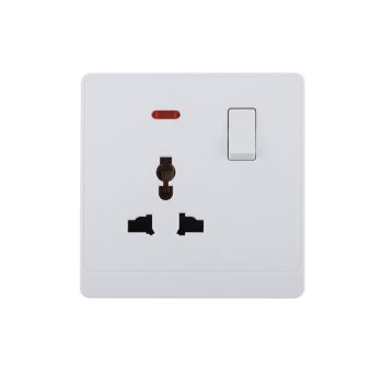 1 Gang Switched Universal Socket with LED 16A 250V~(PC Panel, 4 Colors)