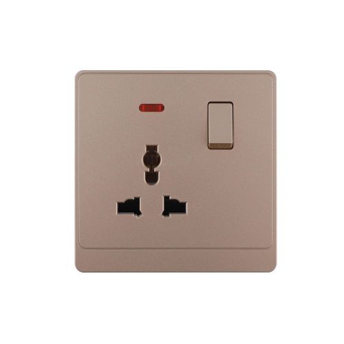 1 Gang Switched Universal Socket with LED 16A 250V~(PC Panel, 4 Colors)