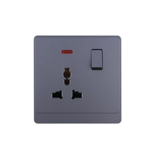 1 Gang Switched Universal Socket with LED 16A 250V~(PC Panel, 4 Colors)