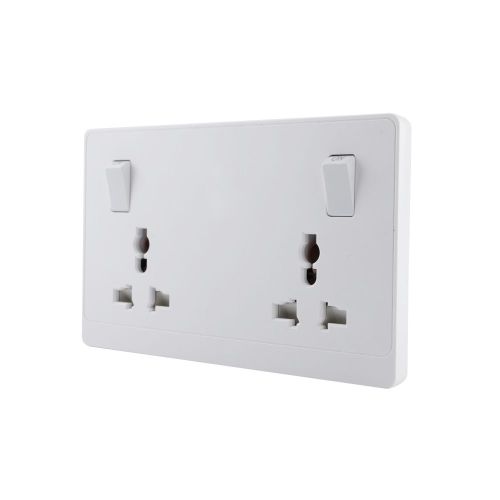 2 Gang Switched Universal Wall Socket 16A 250V~(PC Panel, 4 Colors)