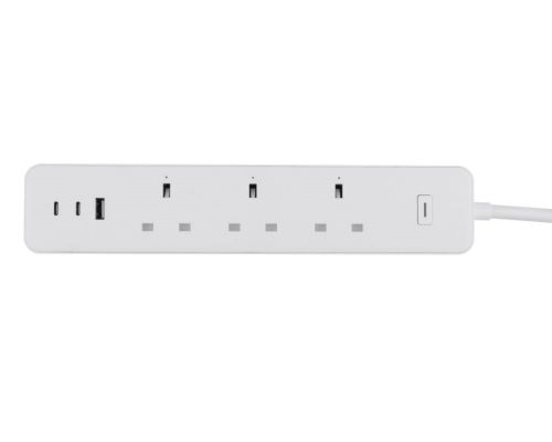 UK Standard Smart Power Strip 3 Way+2 USB type C+1 USB type A WiFi Smart Extension Socket (Sub-control, With Metering) with Fast Charging