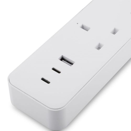 UK Standard Smart Power Strip 3 Way+2 USB type C+1 USB type A WiFi Smart Extension Socket (Sub-control, With Metering) with Fast Charging