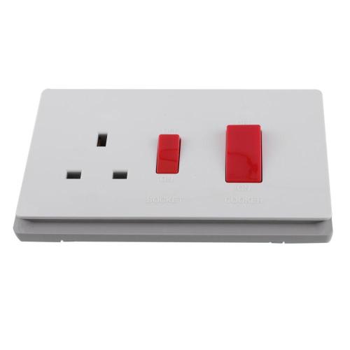 250V~Cooker Control Unit Wall Switched Socket DP 45A Switch +13A Socket Outlet (PC Panel, 4 Colors)