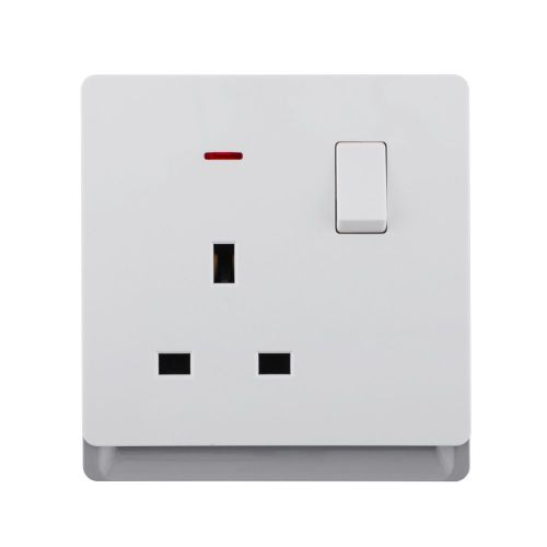 13A 250V~ 1 Gang Single Pole/Double Pole Switched Socket with Neon SP/DP (PC Panel, 4 Colors)