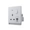 13A 250V~ 1 Gang Single Pole Switched Socket with Neon + Type A&C 2.1A USB (PC Panel, 4 Colors)