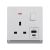 13A 250V~ 1 Gang Single Pole Switched Socket with Neon + Type A&C 2.1A USB (PC Panel, 4 Colors)