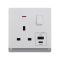 13A 250V~ 1 Gang Single Pole Switched Socket with Neon + Type A&C 2.1A USB (PC Panel, 4 Colors)