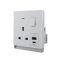 13A 250V~ 1 Gang Single Pole Switched Socket with Neon + Type A&C 2.1A USB (PC Panel, 4 Colors)