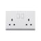 13A 250V~ 2 Gang Single Pole/Double Pole Switched Socket SP/DP (PC Panel, 4 Colors)