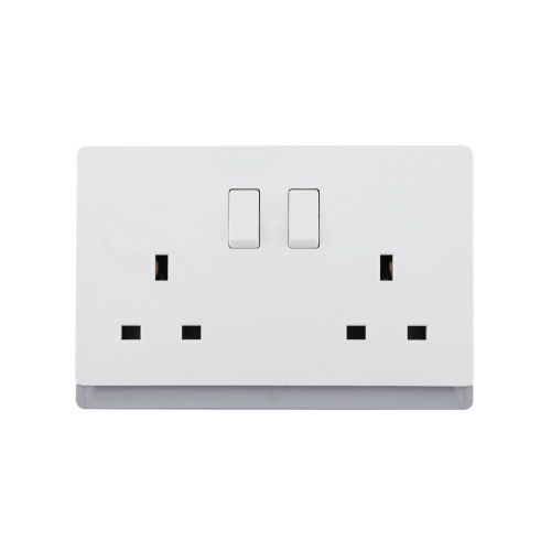 13A 250V~ 2 Gang Single Pole/Double Pole Switched Socket SP/DP (PC Panel, 4 Colors)