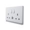 13A 250V~ 2 Gang Single Pole/Double Pole Switched Socket+ Type A&C 2.1A USB (PC Panel, 4 Colors)