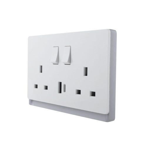 13A 250V~ 2 Gang Single Pole/Double Pole Switched Socket+ Type A&C 2.1A USB (PC Panel, 4 Colors)