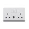 13A 250V~ 2 Gang Single Pole/Double Pole Switched Socket+ Type A&C 2.1A USB (PC Panel, 4 Colors)