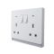 13A 250V~ 2 Gang Single Pole/Double Pole Switched Socket with Neon (PC Panel, 4 Colors)