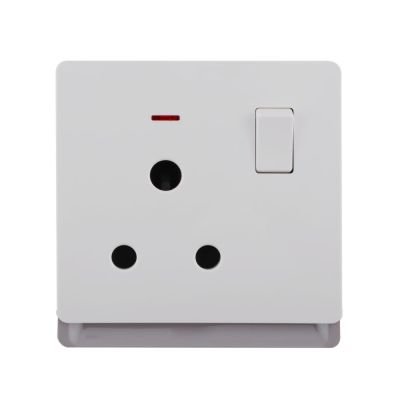 15A 250V~ 1 Gang Round-pin Switched Socket with Neon for South African Market (PC Panel, 4 Colors)