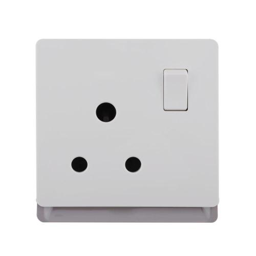 15A 250V~ 1 Gang Round-pin Switched Socket for South African Market (PC Panel, 4 Colors)