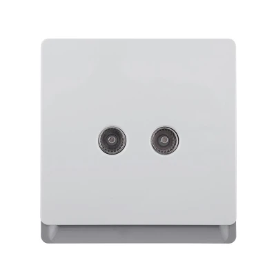 2 Gang Television TV Socket (PC Panel, 4 Colors)