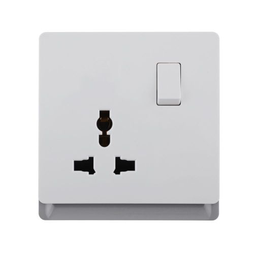 16A 250V~ 1 Gang Universal Switched Socket Electrical Outlet (PC Panel, 4 Colors)